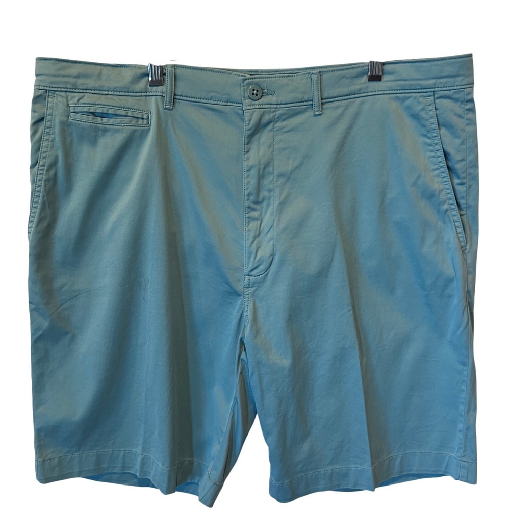 Cremieux Mens Teal Blue Flat Front Madison Relaxed Fit Shorts Size 40 Stretch